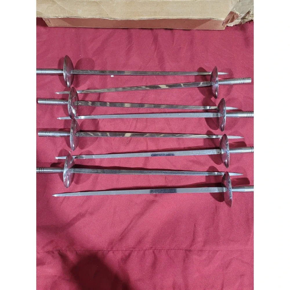 Vintage Japanese Set 8 Sword Kebab Kabob Skewers Wooden Stand Tokyo Japan